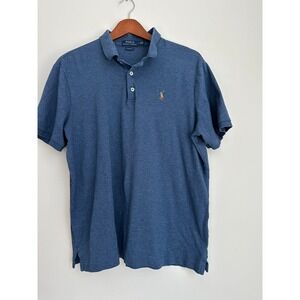 Polo Ralph Lauren Mens Classic Fit Blue Heather Short Sleeve Polo Shirt Large